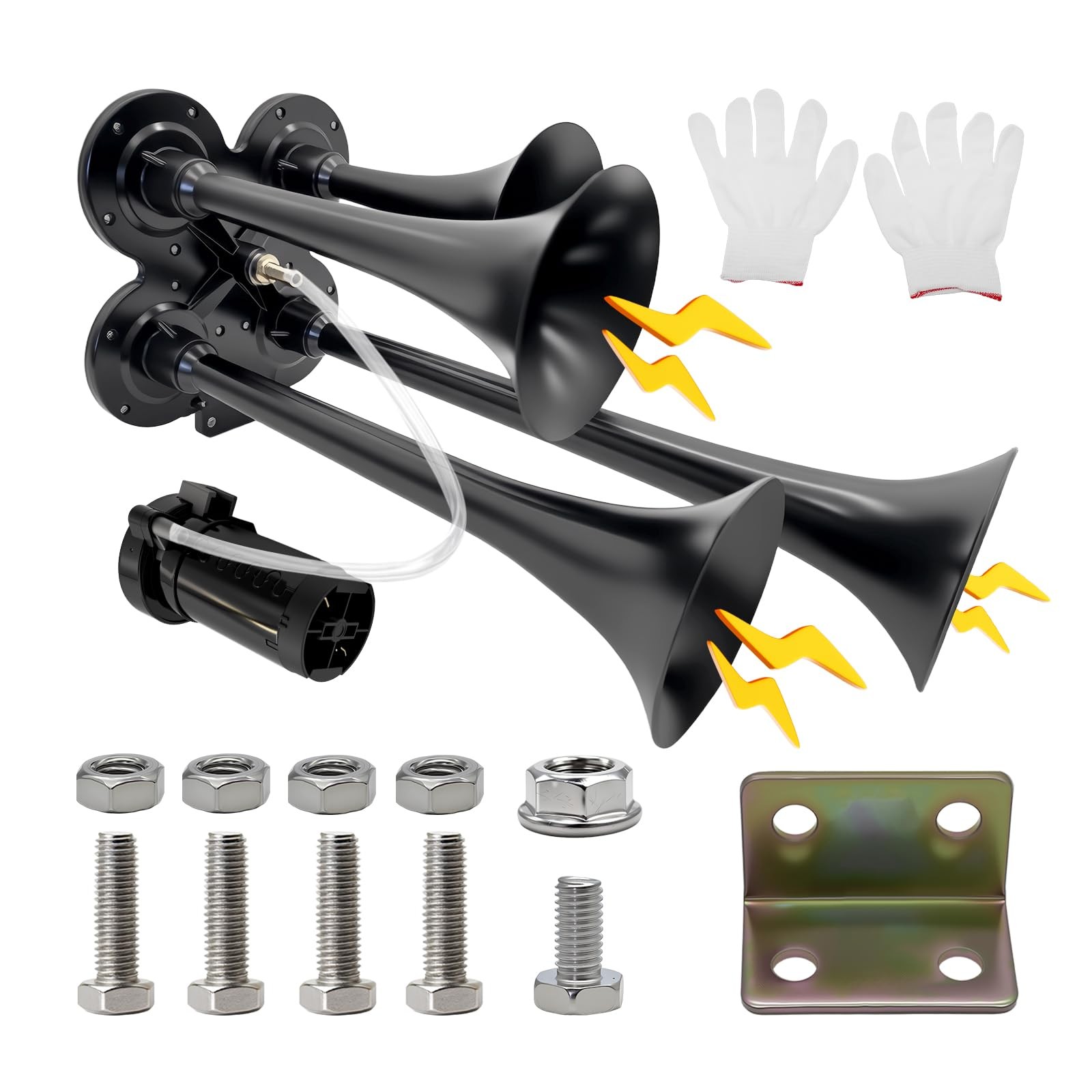 Super Loud Train Air Horn Kit for Truck – 180dB 4 Trumpet with 12V/24V Heavy …