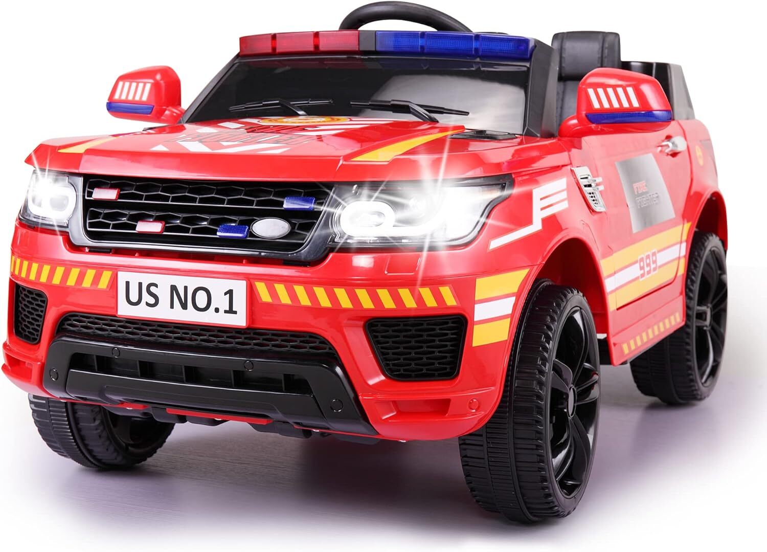 TOBBI 12V Fire Truck Ride on Battery Powered Electric Kids Car w/Remote Control