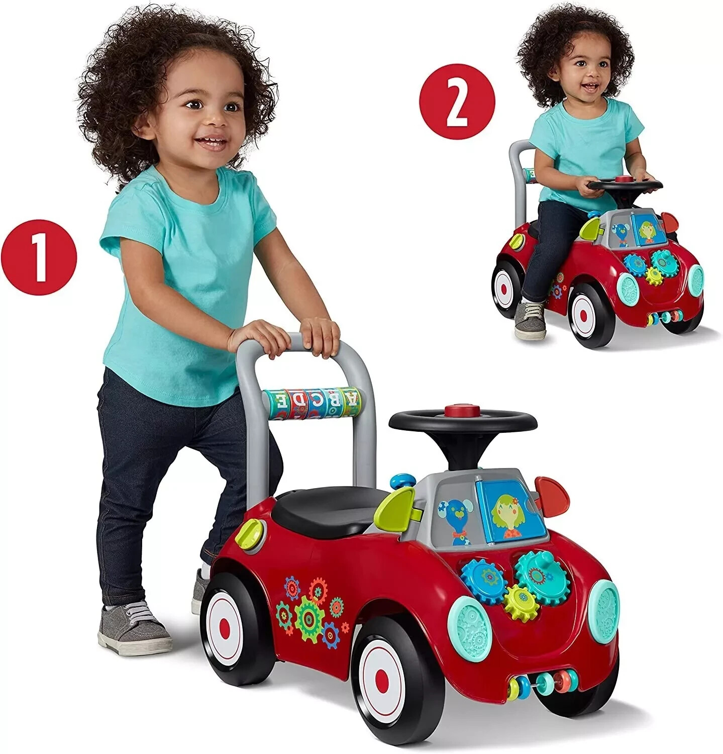 Kids Push Cart Boy Girl with Horn Music Storage