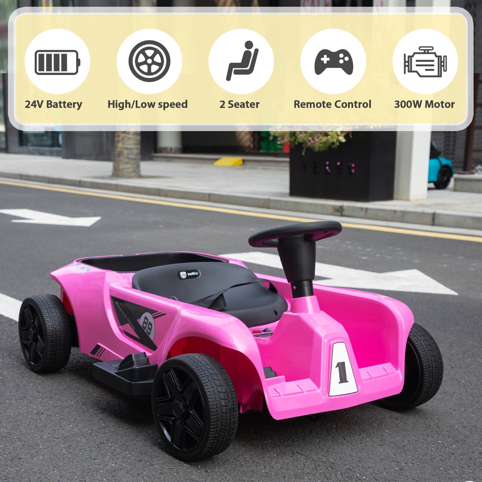 TOBBI 24V 2 Seater Electric Ride on Toys with Remote Control for Kids 3-8 Years