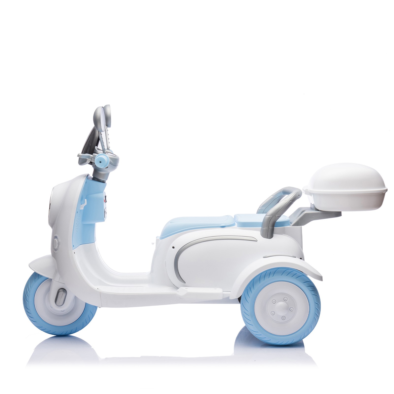 12V Two Motors Kids Ride On Level Up Two-seater 3 Wheel Toy for Kids 3-6 Blue