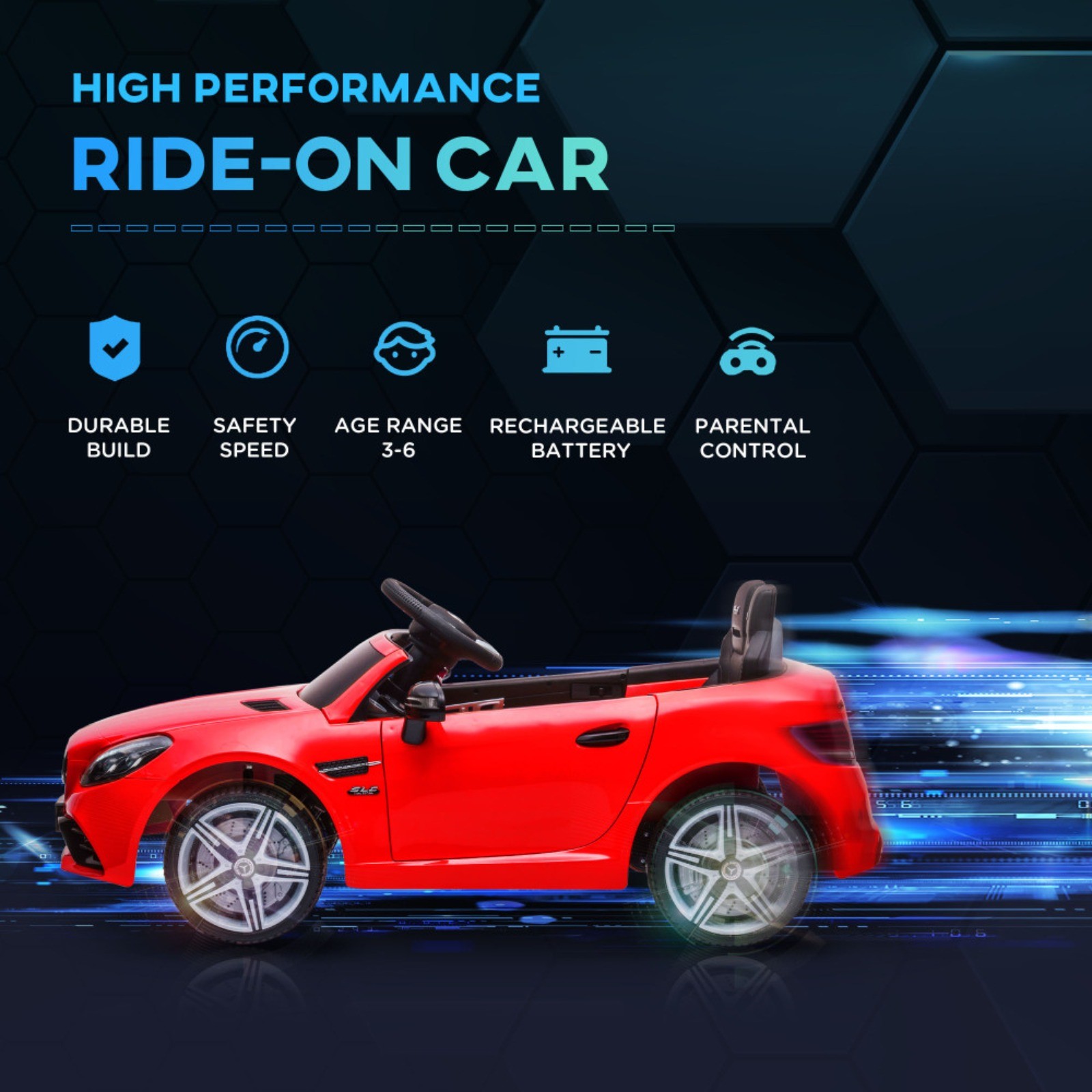 Aosom Mercedes SLC 300 Licensed Kids Electric Car 12V Remote Music Red
