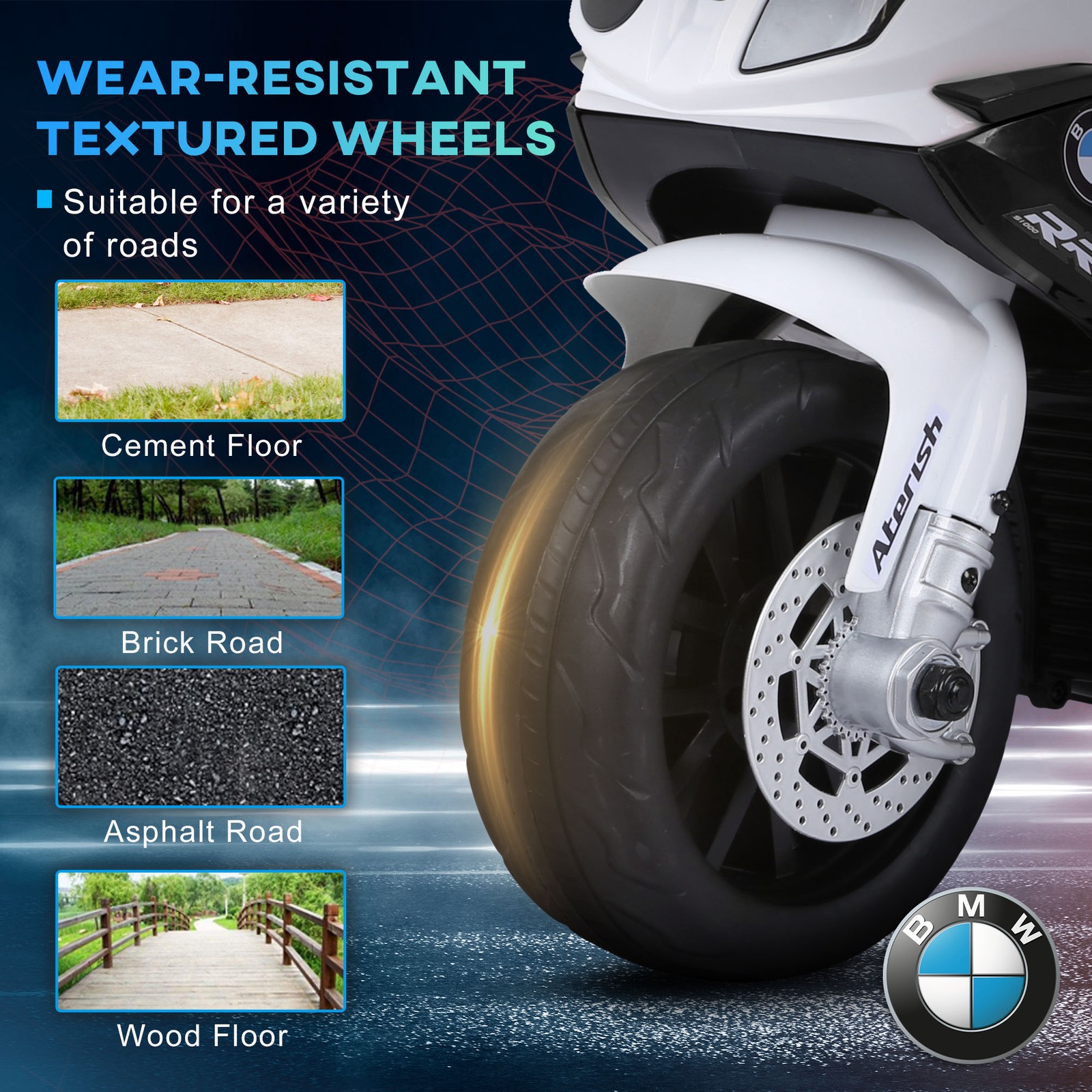 6V Kids Motorcycle Licensed BMW with Headlight, Music, Black