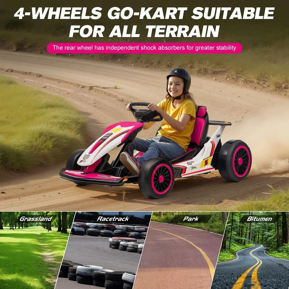 Kid Go Kart, 7AH Battery Powered Electric Vehicle, w 150 2 Motors, Drifting Car,