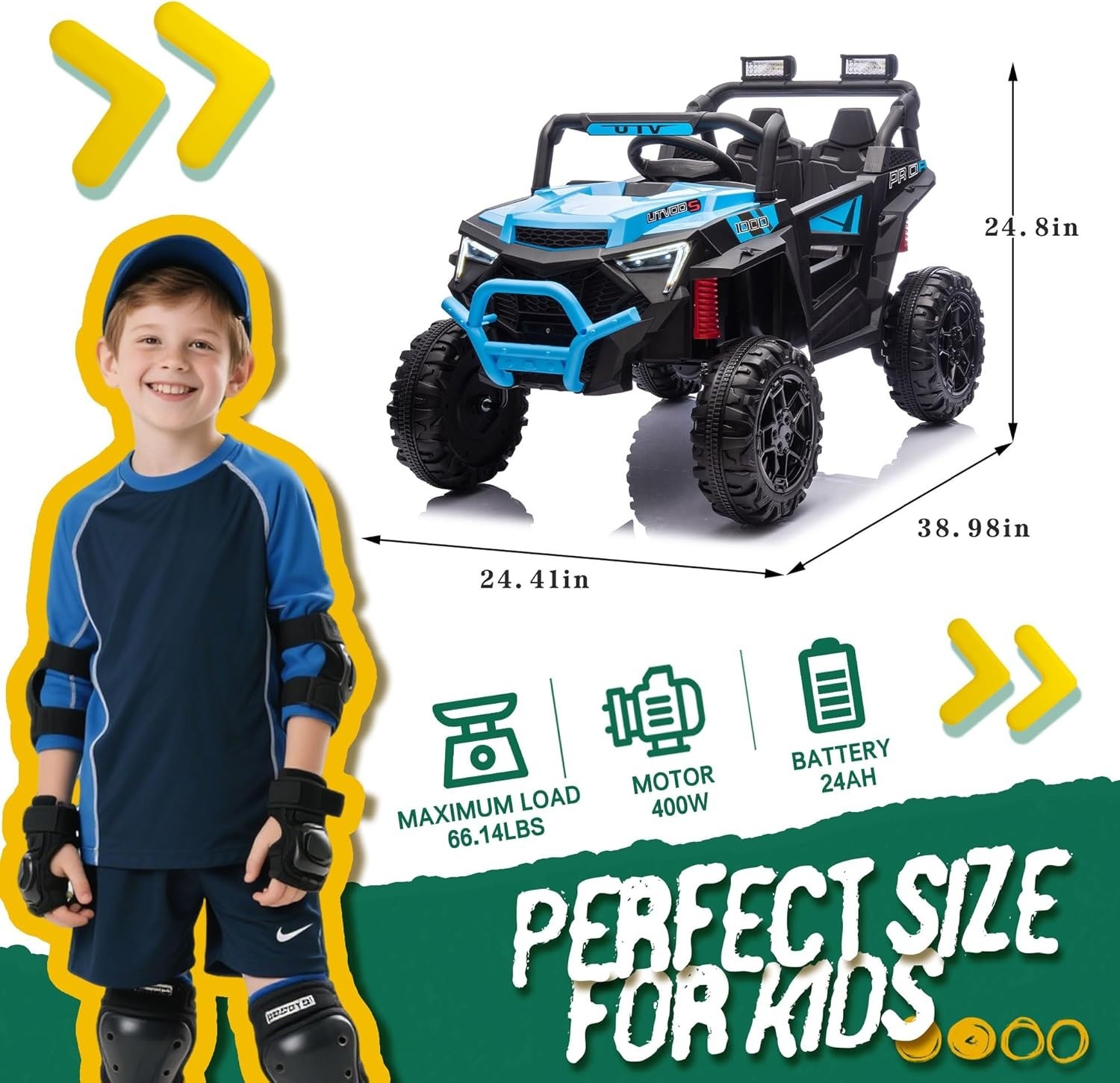 Kids Electric Ride on Truck 24V 2 Seaters Jeep Battery Power Car Toy with Remote