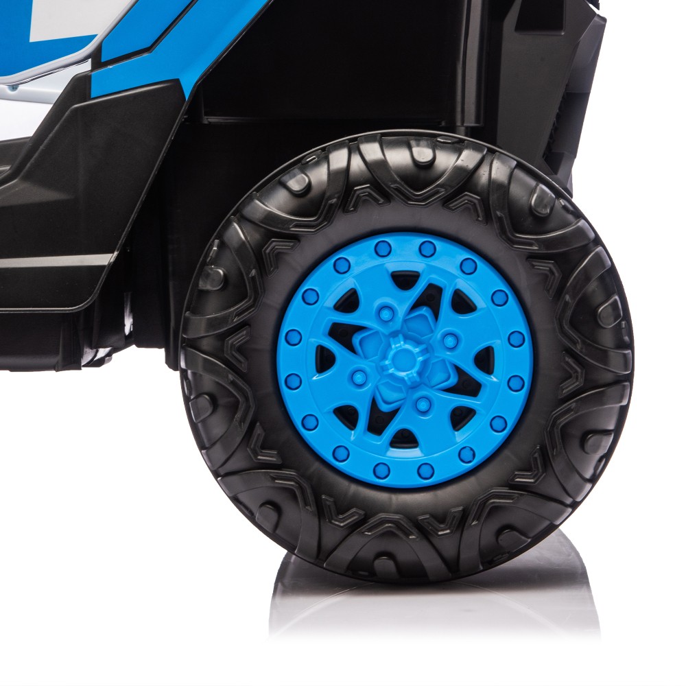 12V Kids Ride On Electric UTV, Anti-Slip Wheels w Front Shock Absorbers, Blue
