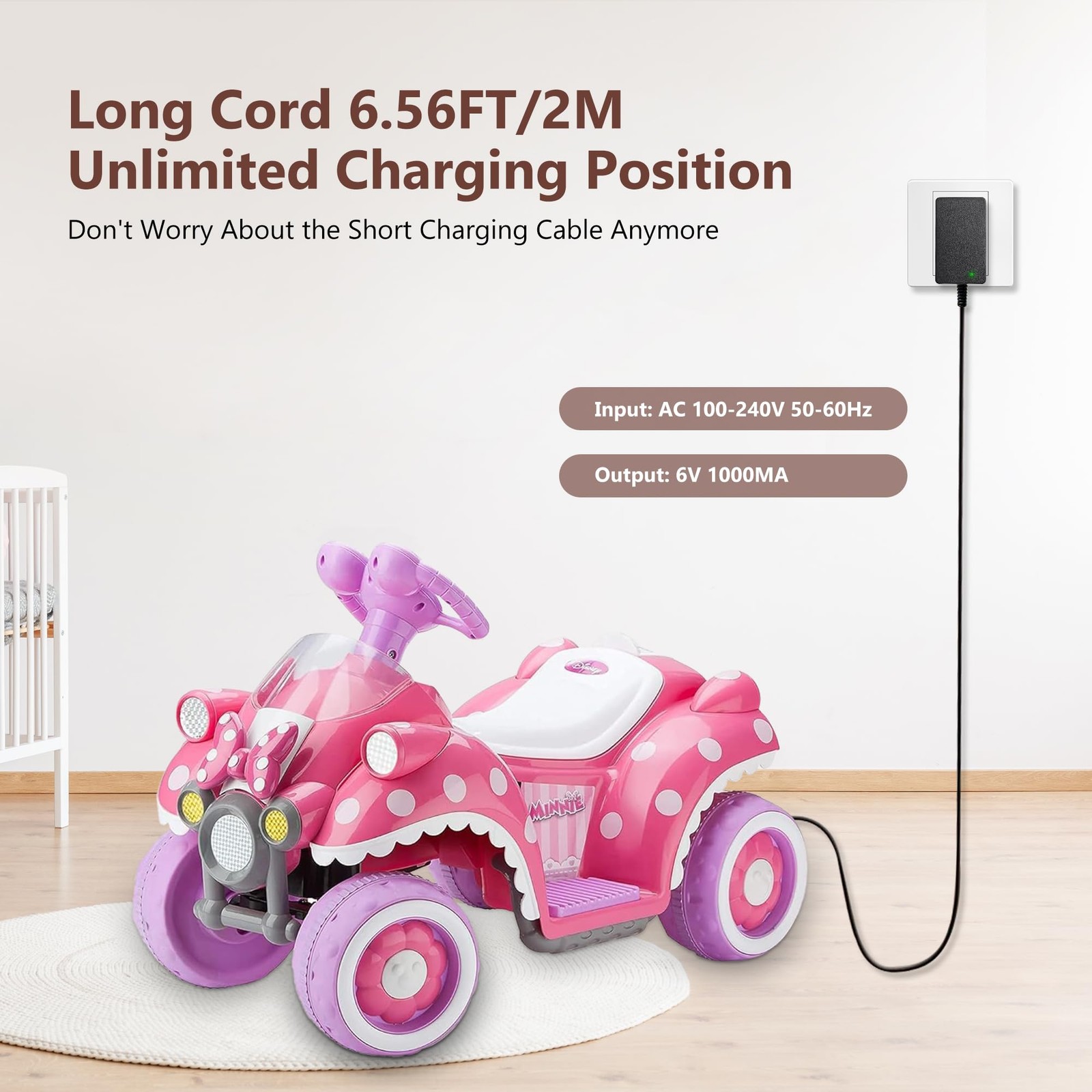 6 Volt Battery Charger for Kids Electric Car, Compatible with Charger, red
