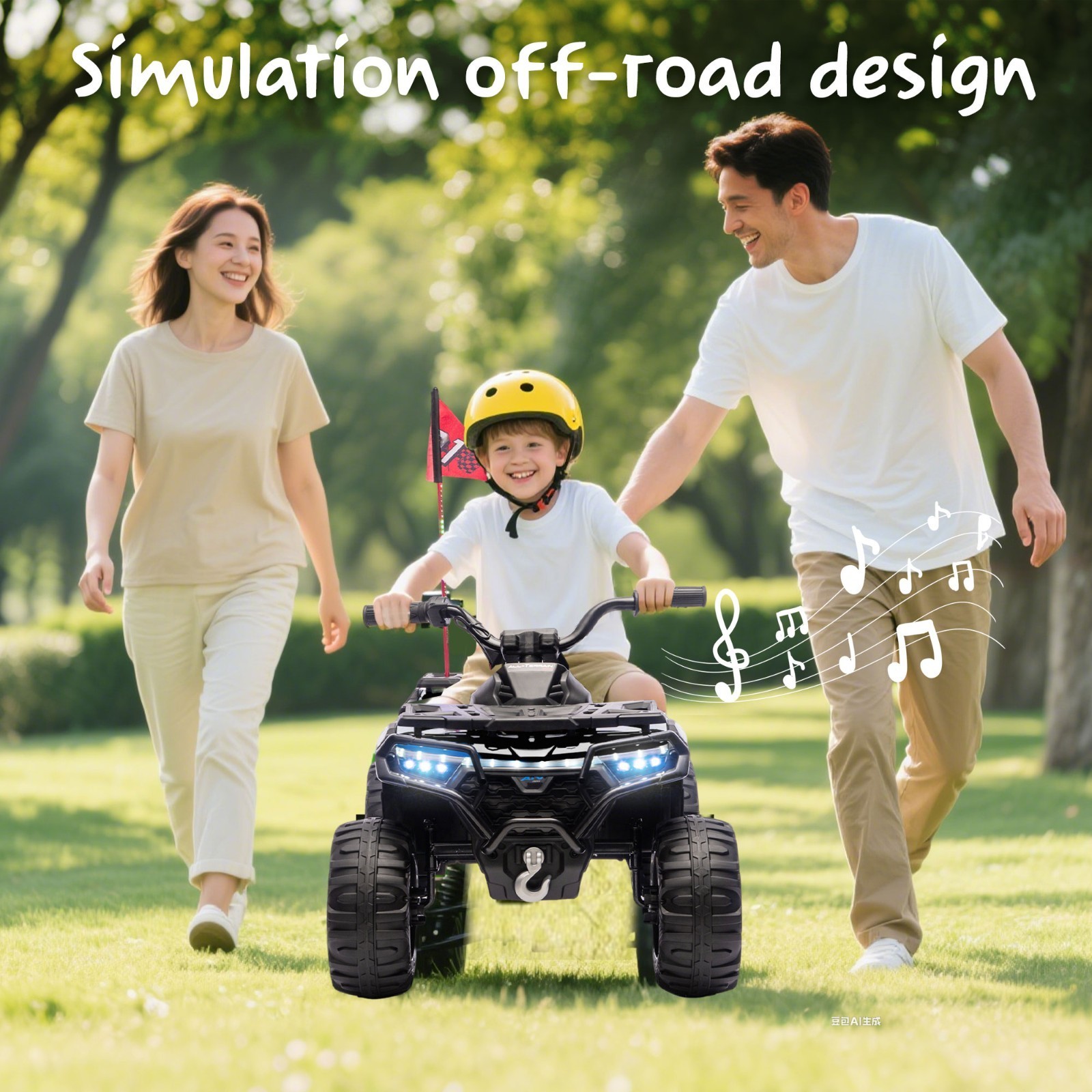 24V Kids Ride on ATV Electric Power Wheels Off-Road Quad Car W/ Bluetooth Music