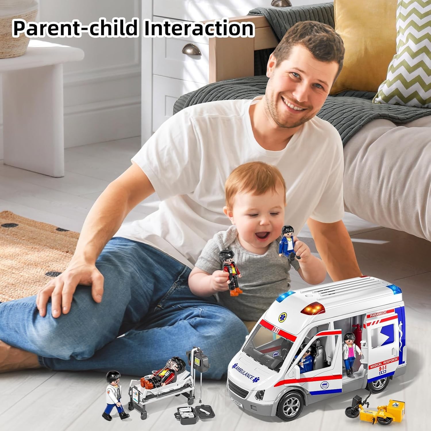 Kids’ Friction Powered Ambulance Truck with Figures & Sound Effects – Ages 3-8