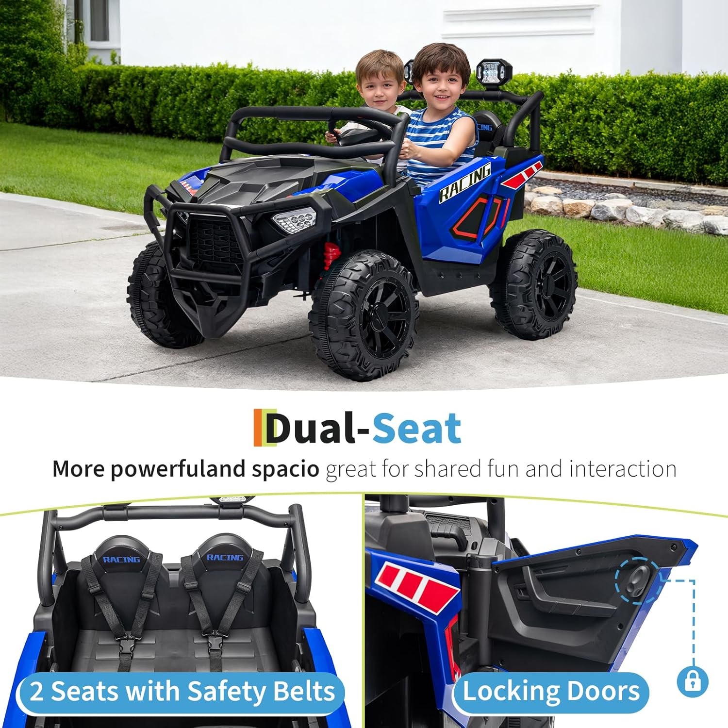 2 Seater Ride on Electric Car 24V Ride on Toys for Big Kids with Remote Control