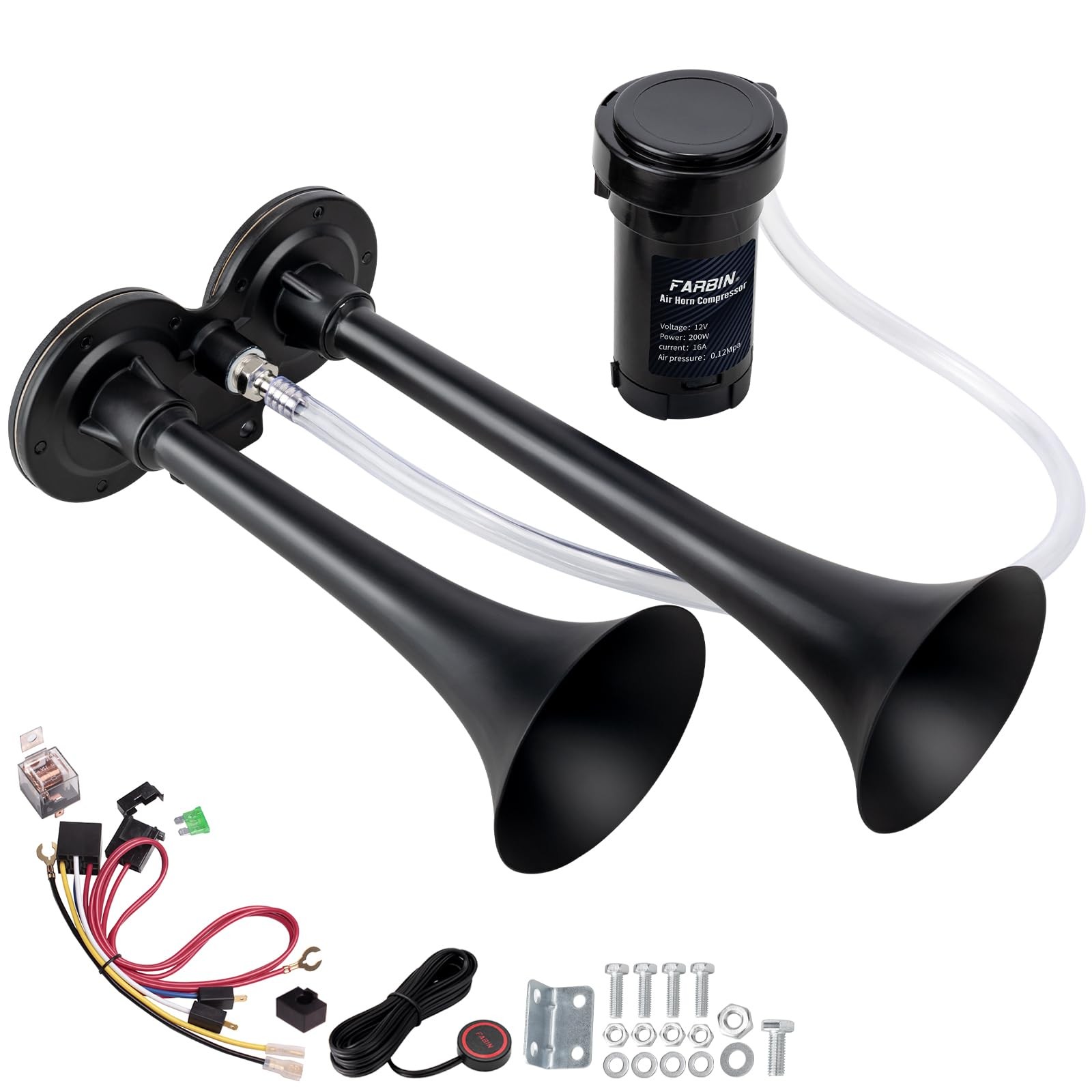 Loud Train Horn for Car 12V 150db Super Loud Air Horn Dual Trumpet Truck Horn…