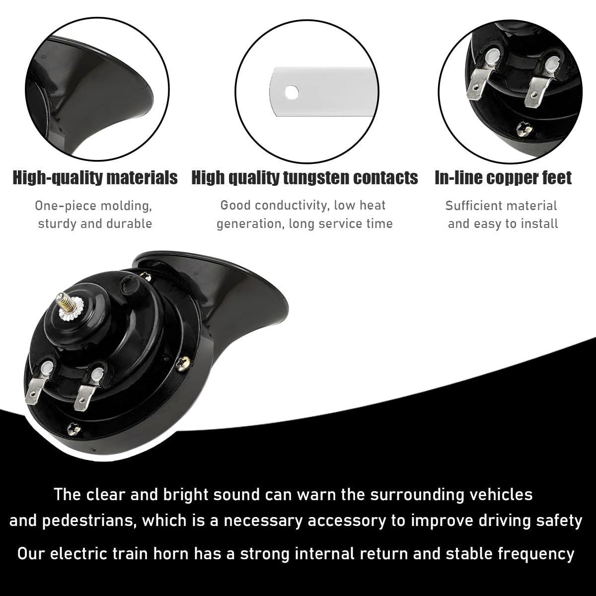 Sylvil 300DB Super Loud Car Horn, 12V Waterproof 4.25×3.68 inches, Black