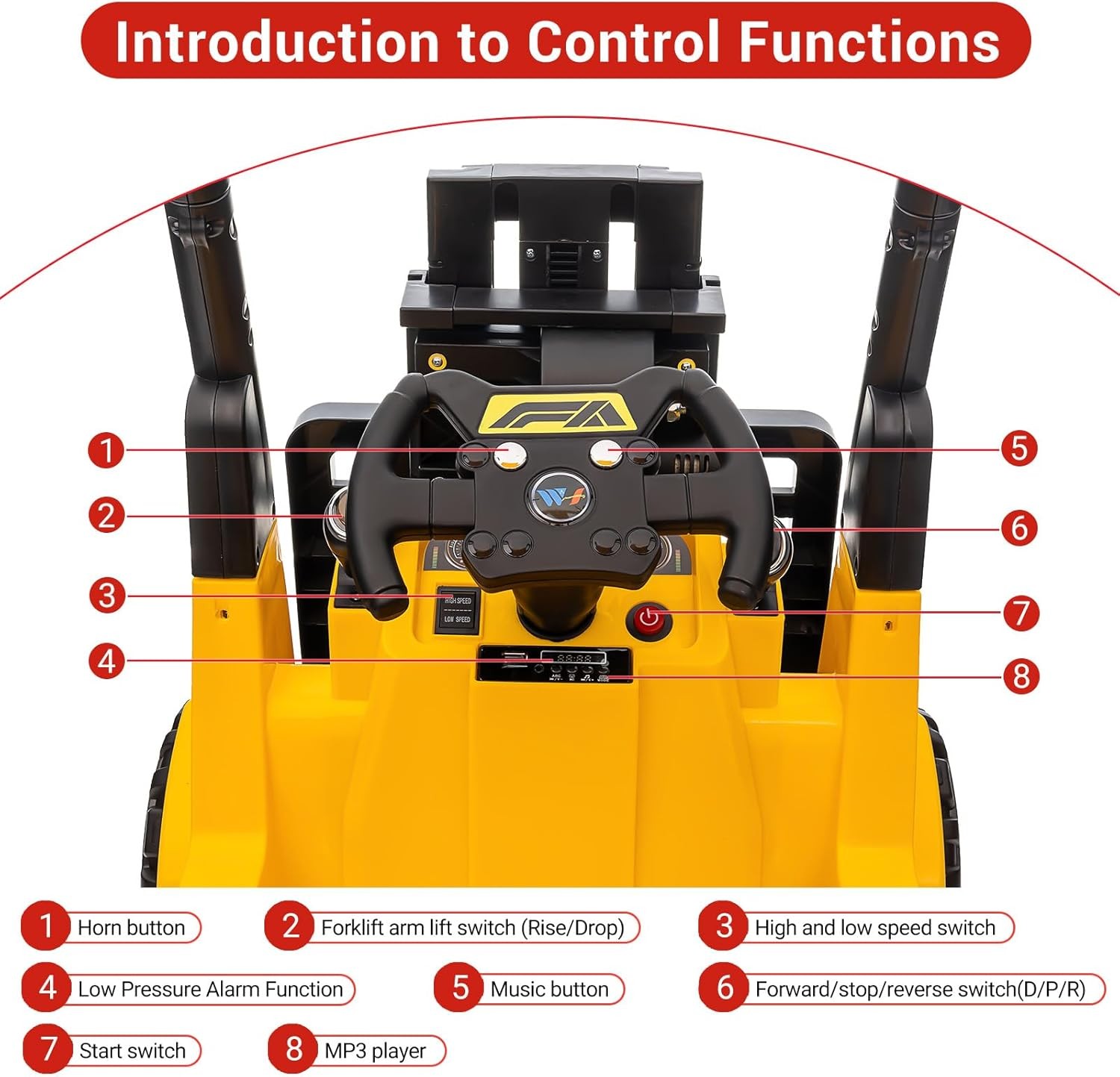 12V Electric Forklift For Children Kids Ride On Construction Car With Tent Toys