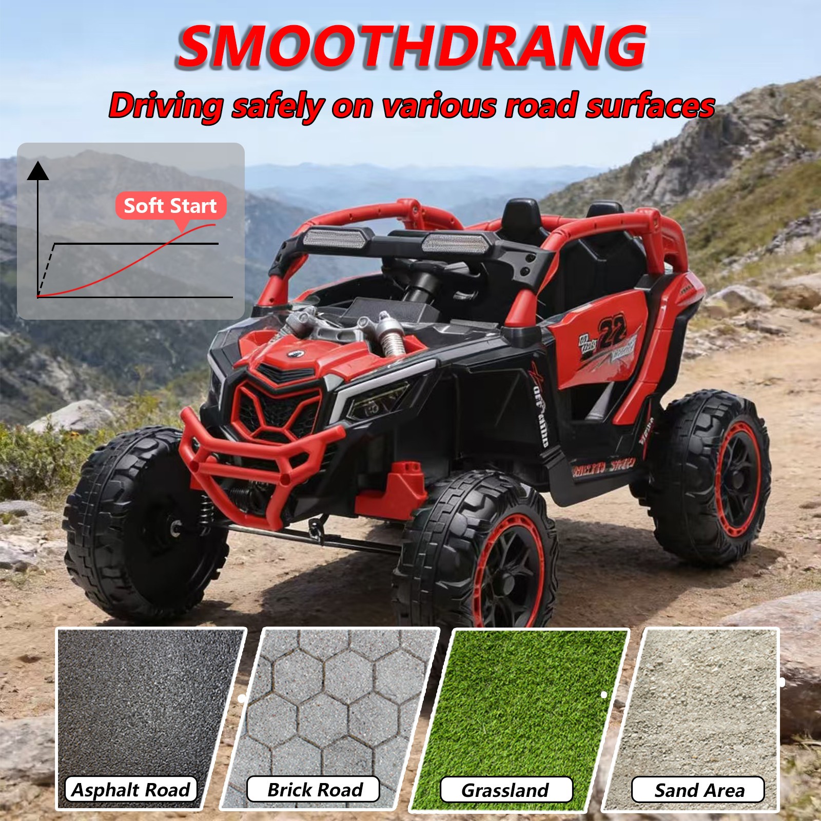 24V 400W Electric Ride on Car 2-Seater UTV Truck Power Wheels with Remote, Red