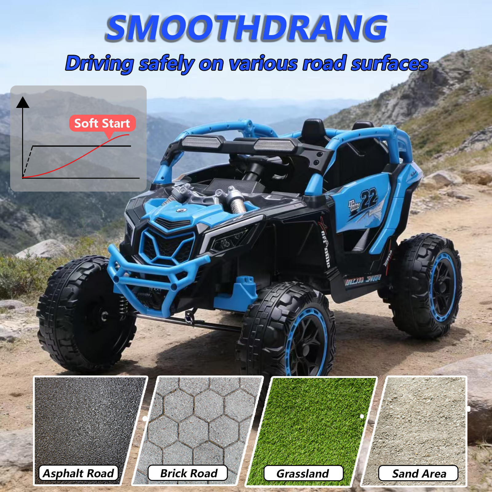 24V Ride on UTV Car for Kids Electric Truckk Toy 2WD Off-Road Quad Car 2 Seater