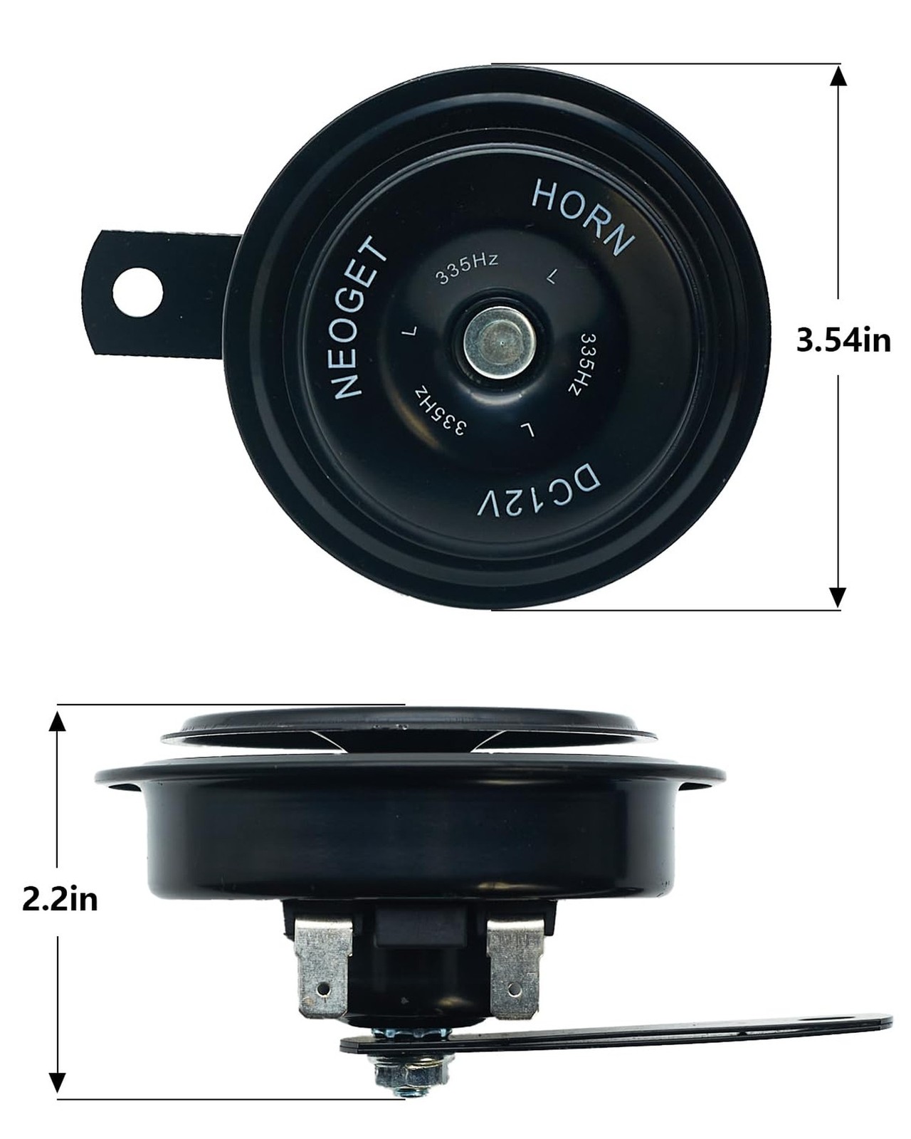 NEOGET Disc Horn 12V Electric Loud High Low 2 Tone Horn Replacement Kit 90mm …