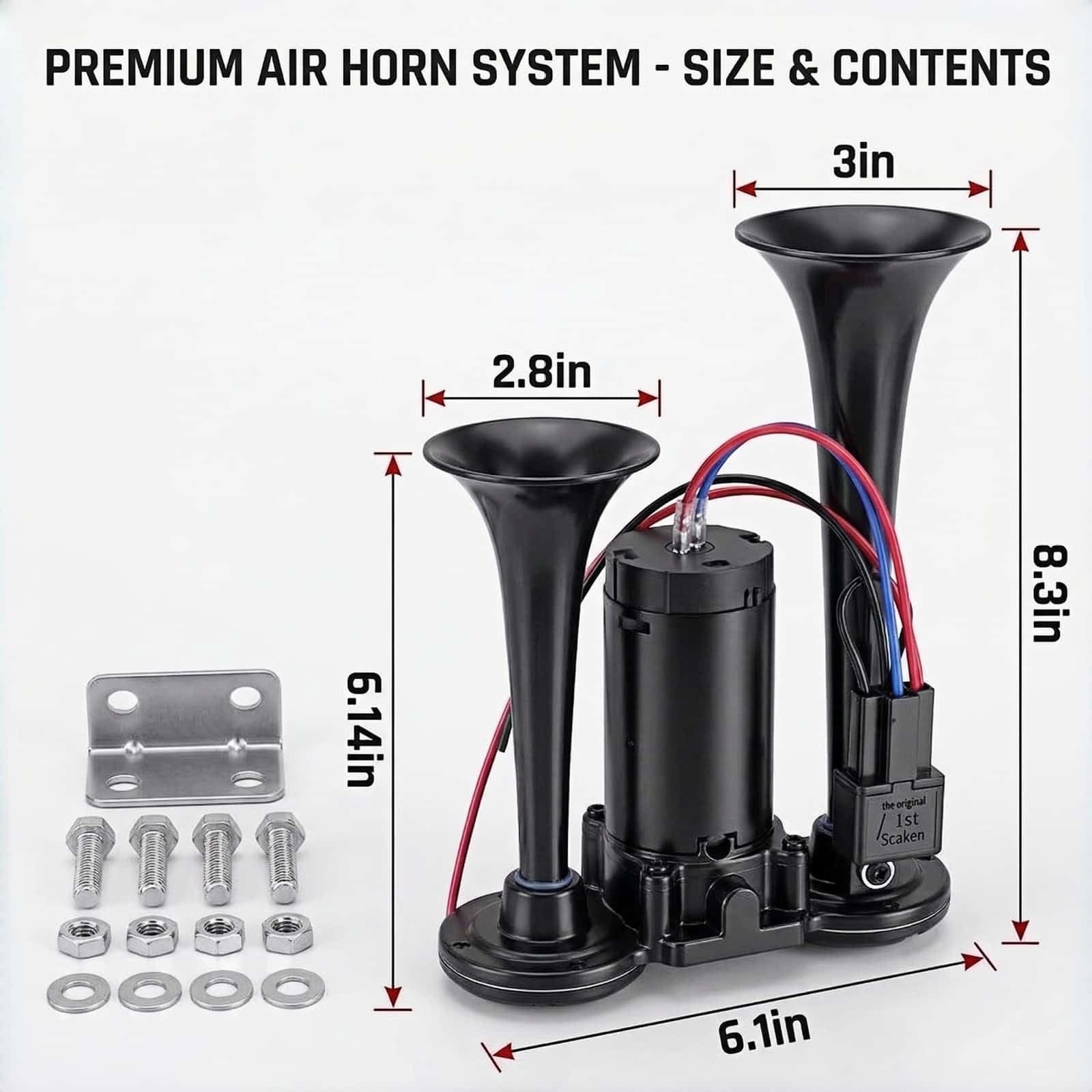 Air Horn for Car, 12V Electric Air Horn for Trucks, Boats,SUVs, Motorcycles, …
