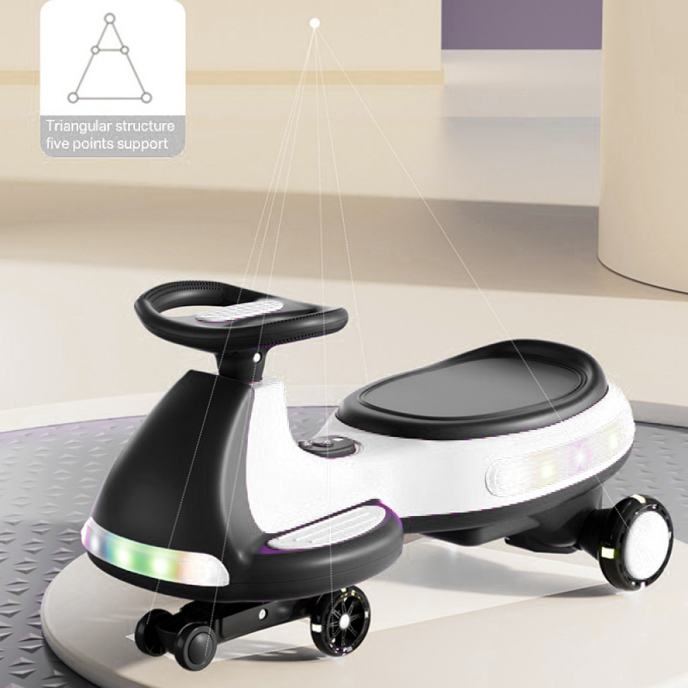 Anti-Rollover Electric Wiggle Car, LED & Music, Indoor Outdoor Use for Kids 3+