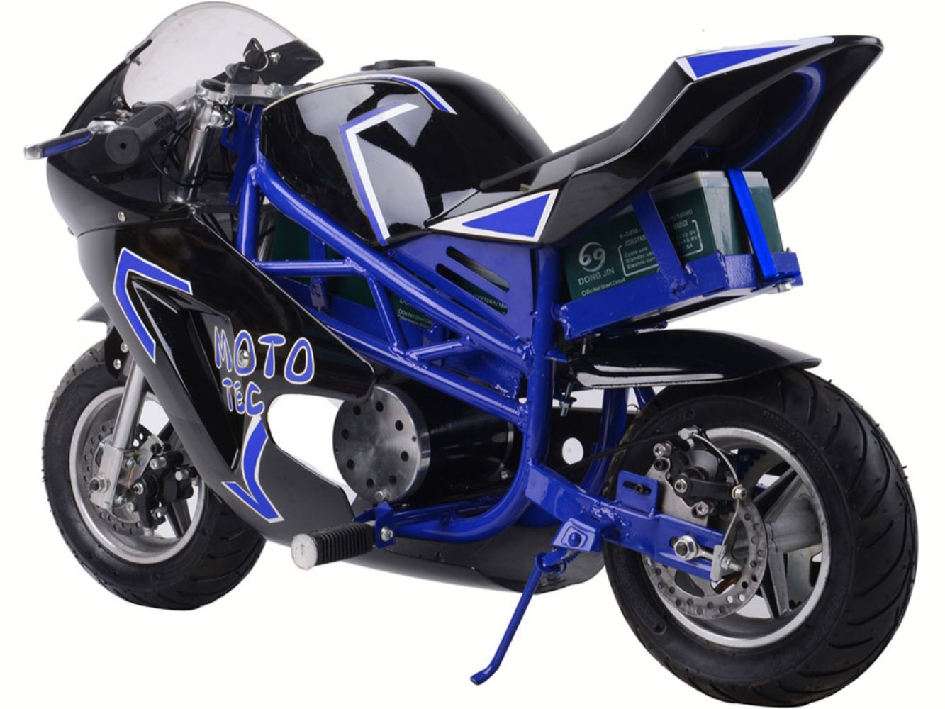MotoTec GT Pocket Bike 36V 500W in Blue Performance Electric Bike