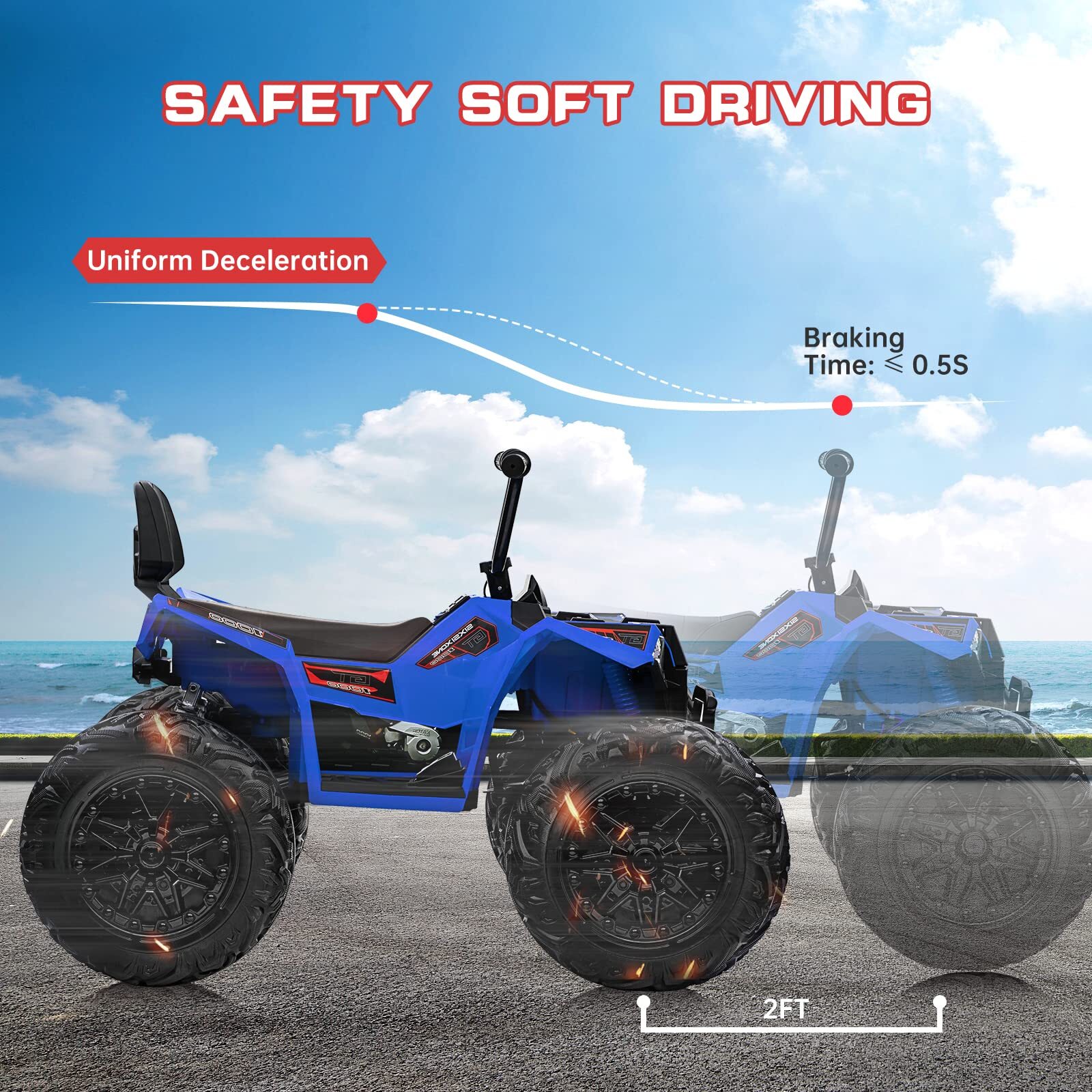 Kids ATV Car, 24V Ride On Car 4WD Quad Electric Vehicle, 4x80W Powerful Engine