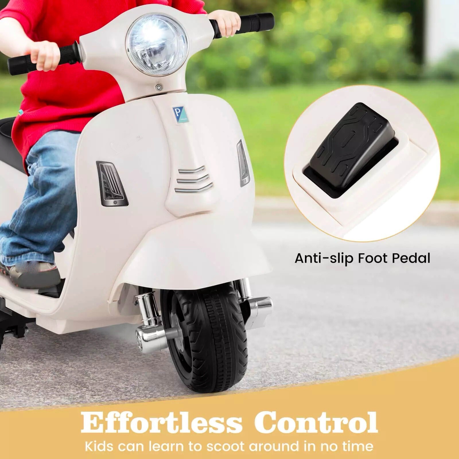 Kids Ride on Motorcycle with Training Wheels Headlight Horn 6V Battery