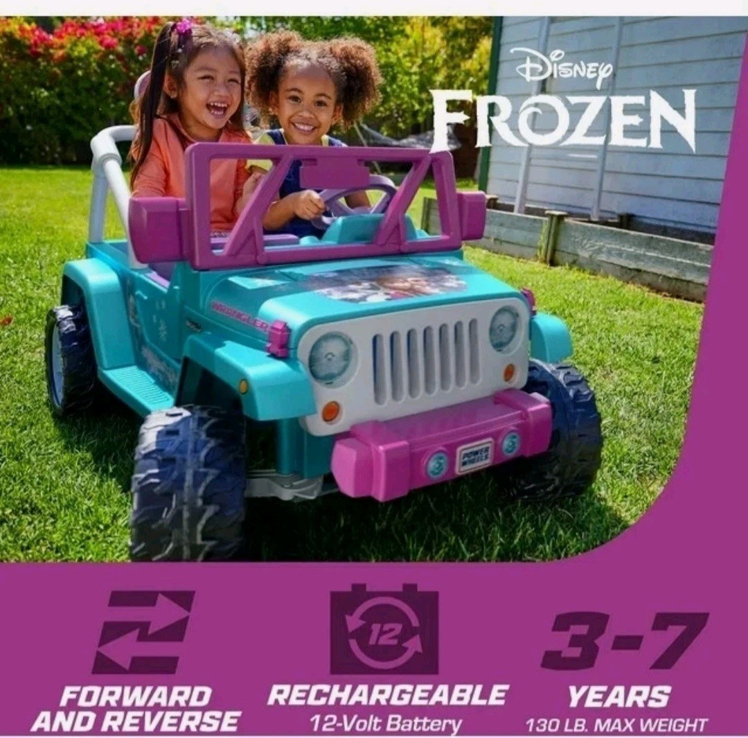 PowerWheels Disney Frozen Jeep Wrangler 12V Battery Powered Ride On Ages 3+ NEW