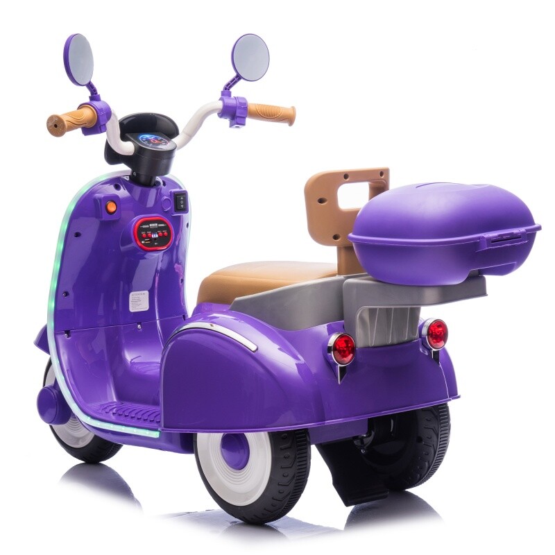 12V Kids Ride On Three-Wheel Electric Motorcycle W/Bluetooth Music For 3-6 Years