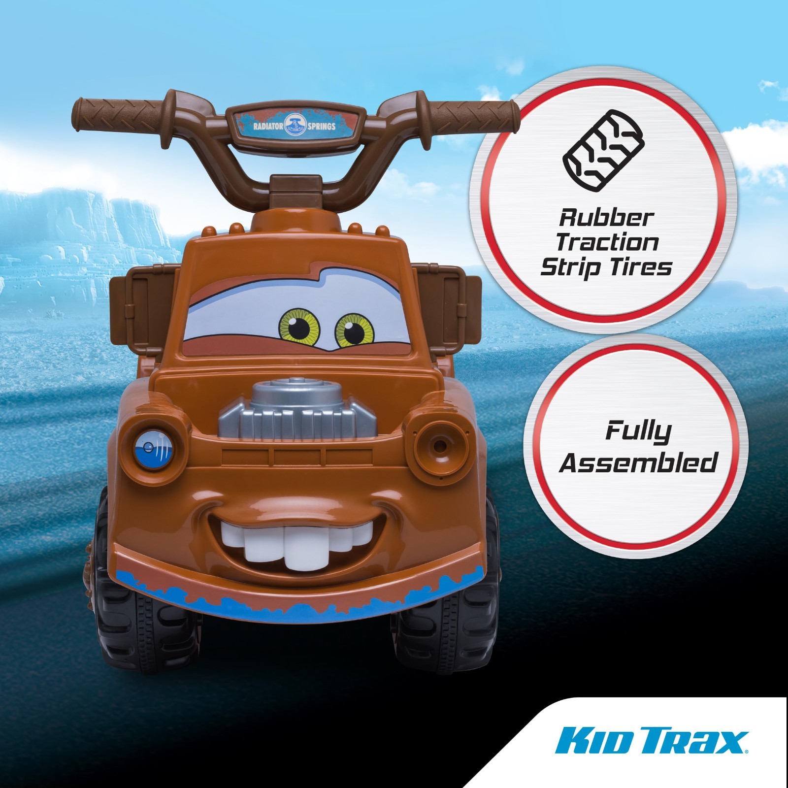 Electric Ride-On Quad for Toddlers – Disney Cars 3 Tow-Mater, 6V Battery, 45 lbs