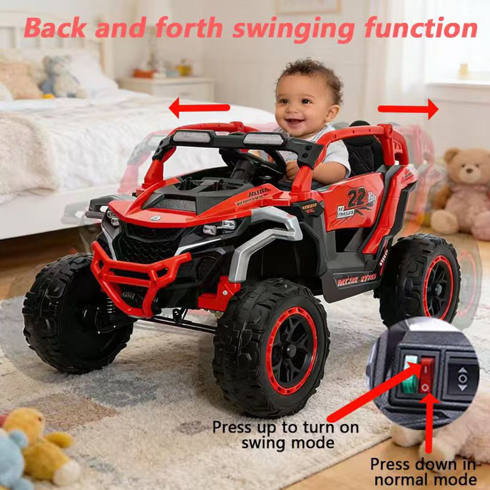 12V 2-Seater Kids Electric Ride On Truck RC Suspension Music LED Lights Age 3-6