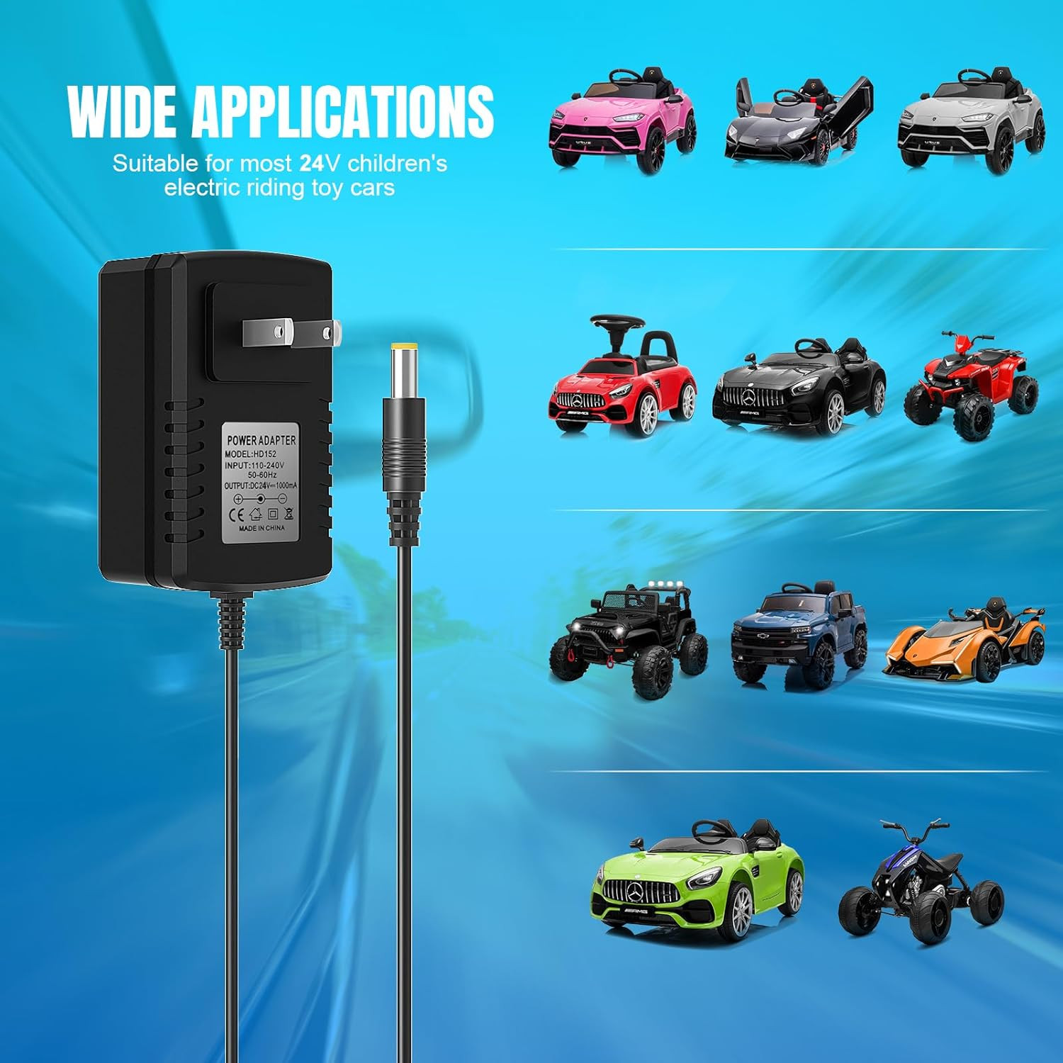 24V Charger for Kids Ride on Car Toys 24 Volt Battery Charger Wrangler SUV Kid T
