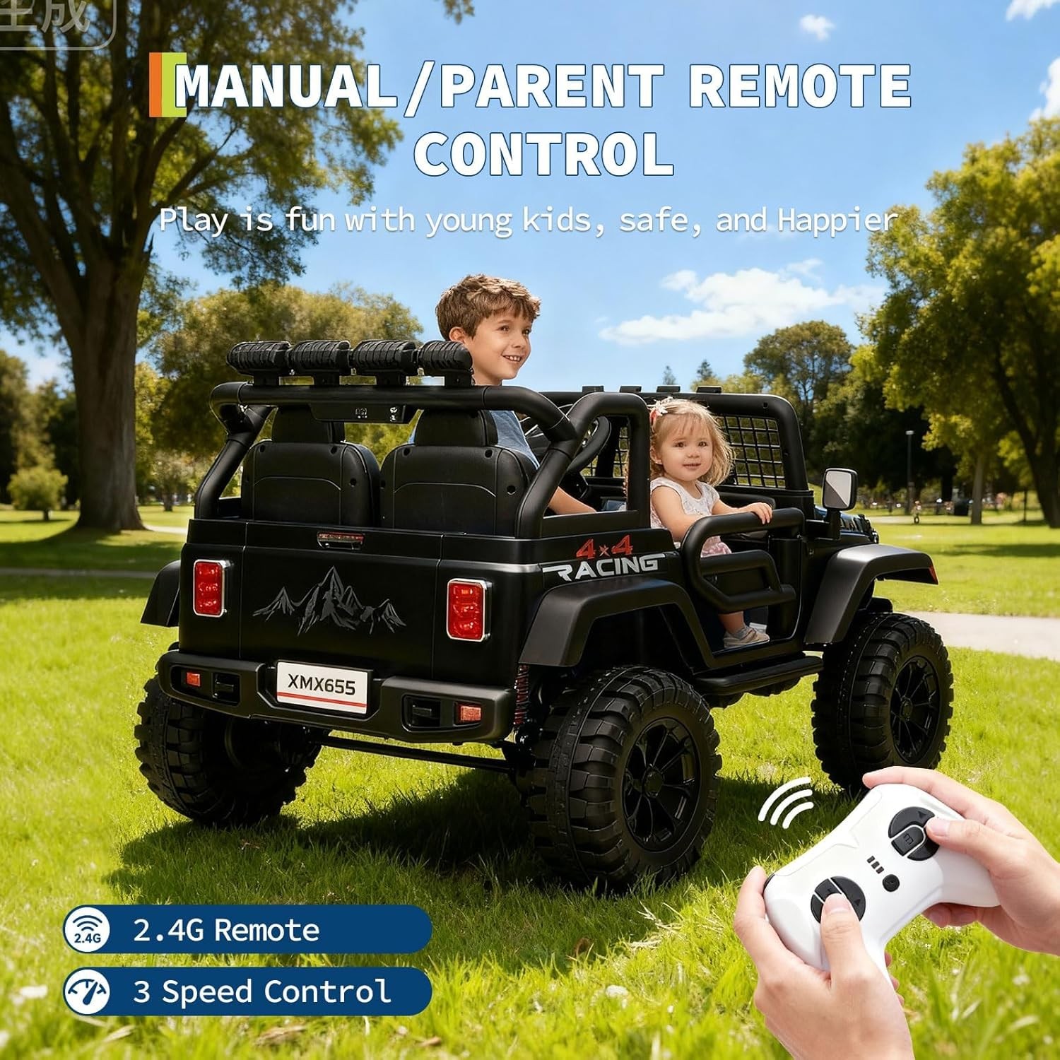 24V Ride on Car for Kids,2 Seater Electric Truck, Electric Vehicle for 3-8 Years