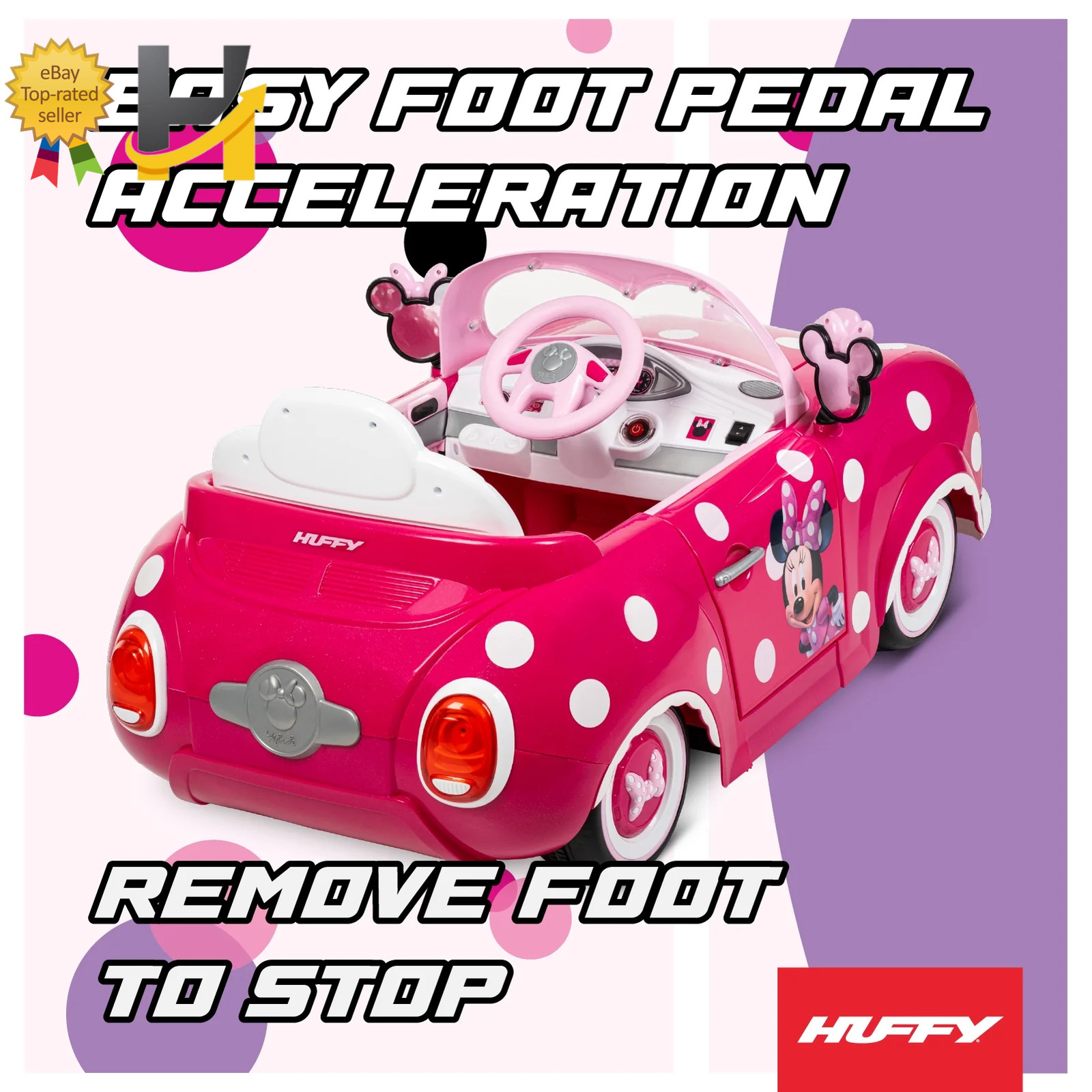 Disney Minnie Mouse Convertible Ride On Car 6 Volt Electric Toy For Kids Age 3+