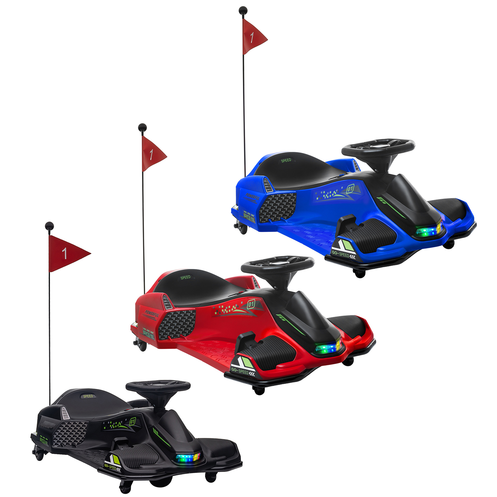 Aosom 12V Electric Drifting Go Kart w/ Slow Start, Music, Lights