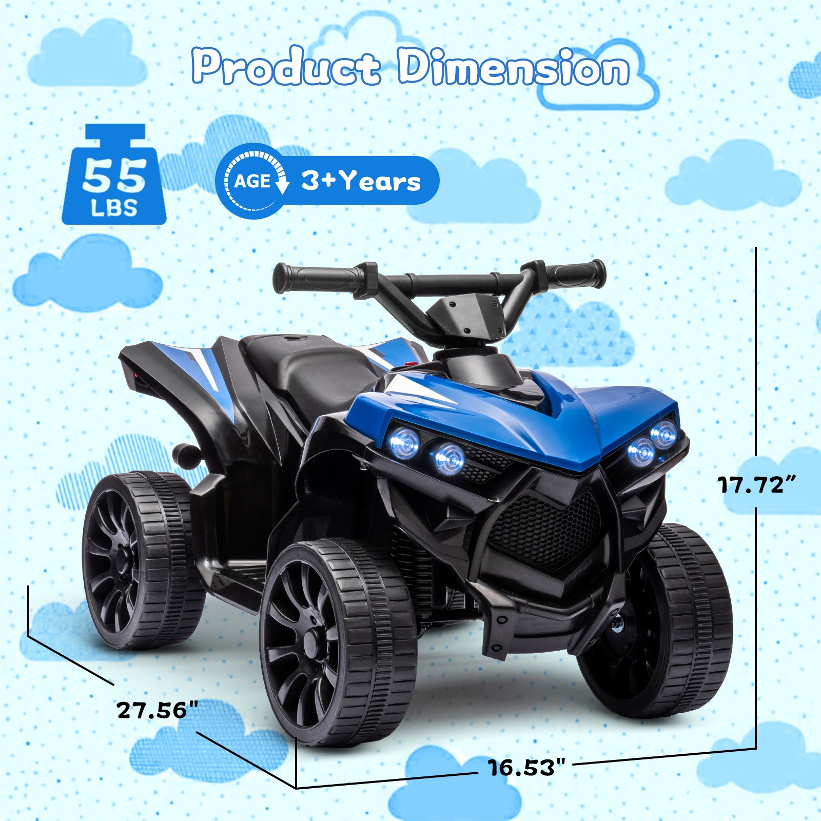 6V Kids Ride On Toy ATV Quad Electric 4-Wheeler Car 1.8MPH Power Battery Powered