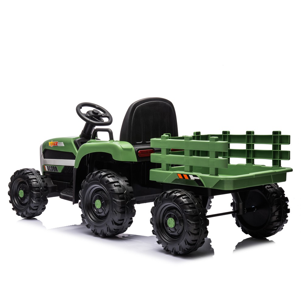 Kids Ride On Tractor w/Trailer 24V Battery Powered Electric Vehicle Toys Remote
