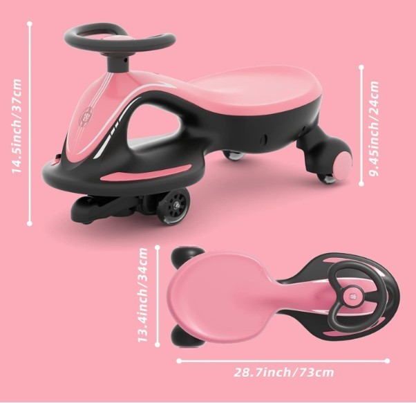 6V Electric 2-in-1 Rechargeable Toddler Wiggle Car Ride-On Pink & Black