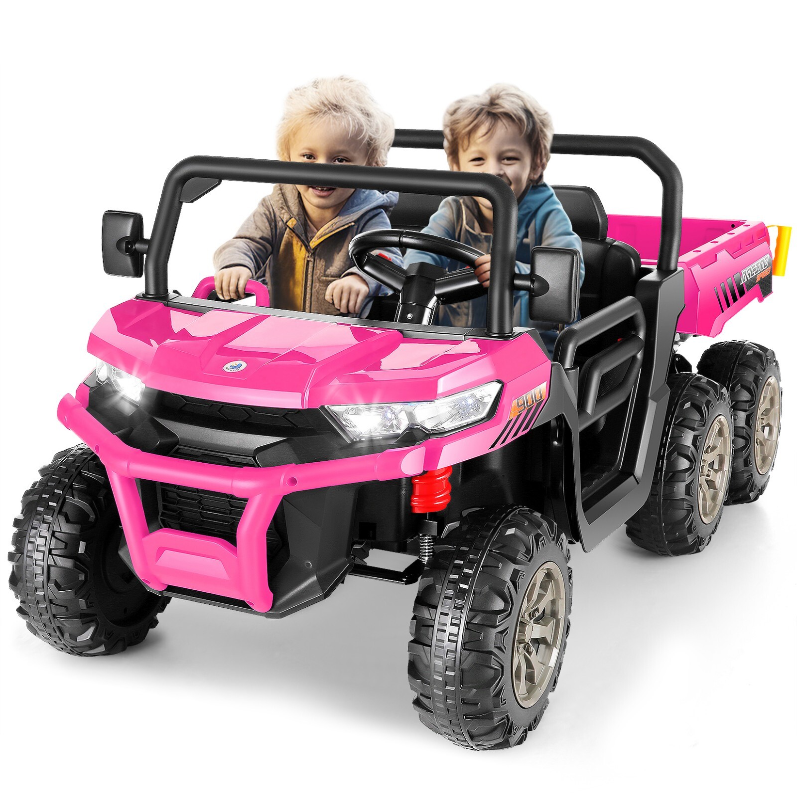 Electric 24V Battery Powered 4WD Kid Ride On Car Toys 2-Seat Dump Truck 6 Wheels