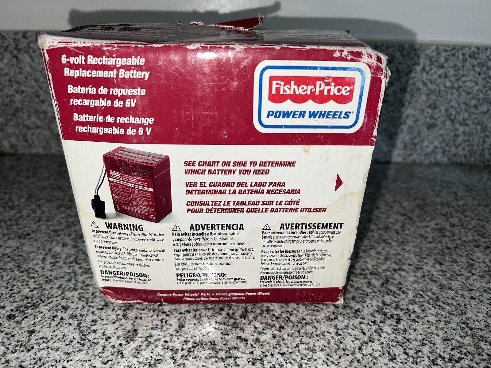 Fisher-Price Power Wheels 6-Volt Rechargeable Red Battery -NEW-