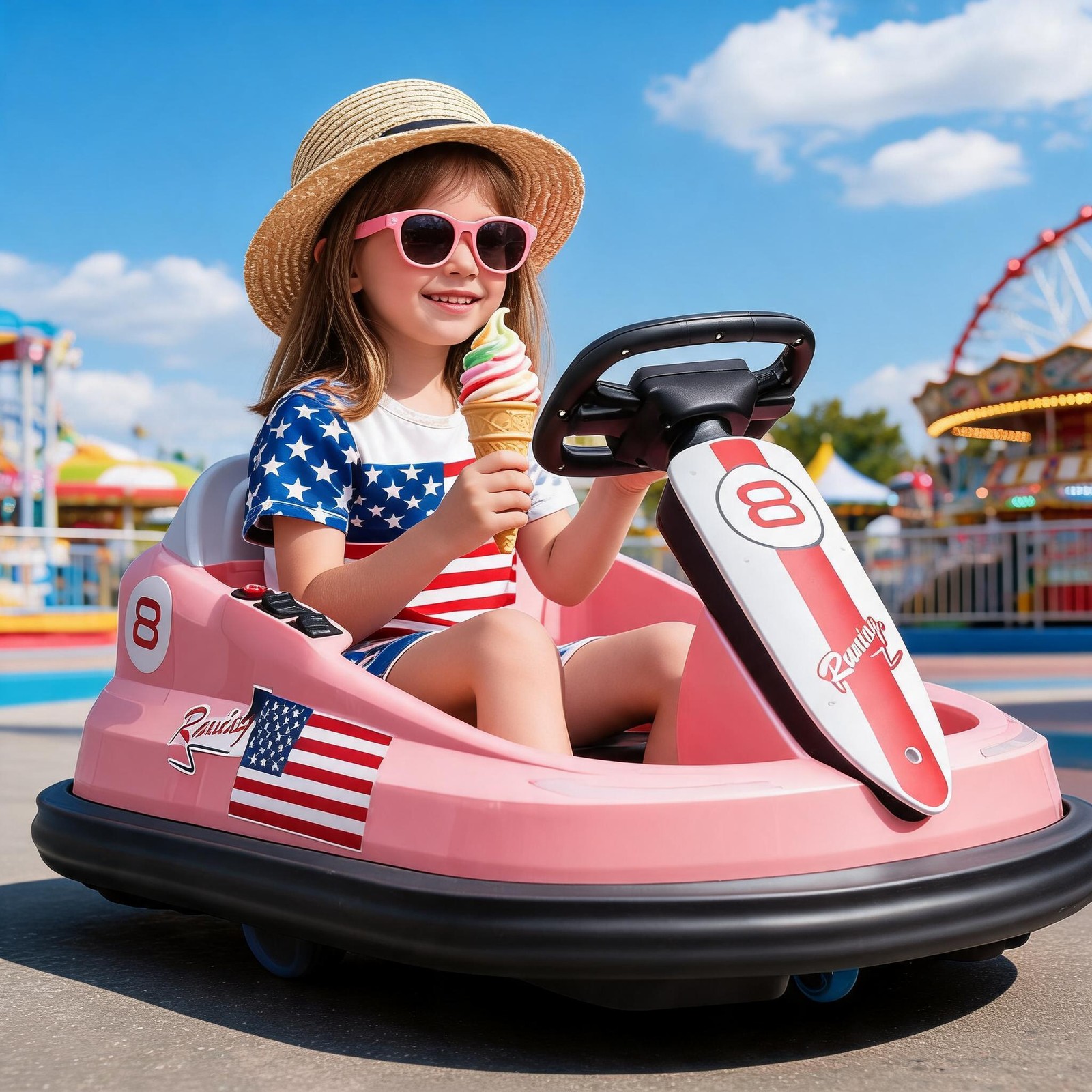 Electric drifting kart for children,6V Ride On Toys Bumper Car with LED lights