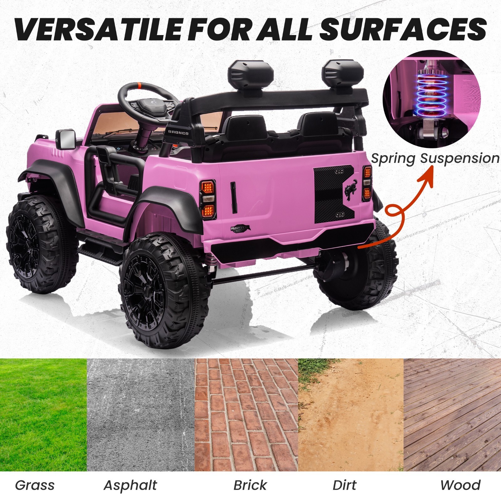 24V Ride on Toys for Big Kids, Licensed Ford Bronco Raptor 2 Seater Ride on Cars