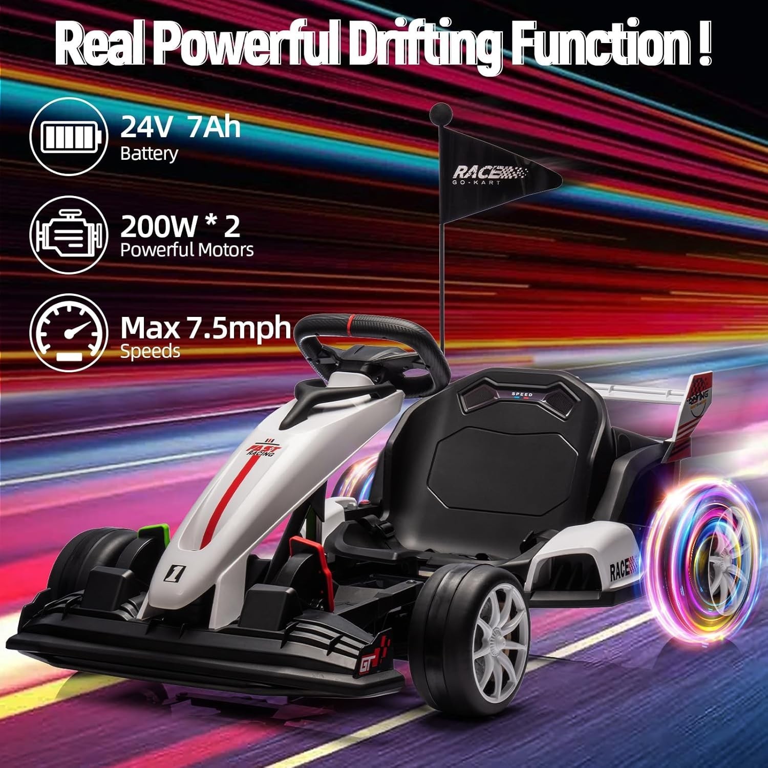 24V Electric Go Kart for Kids High Speed Drifting Car Ride On Go Kart Racing Toy