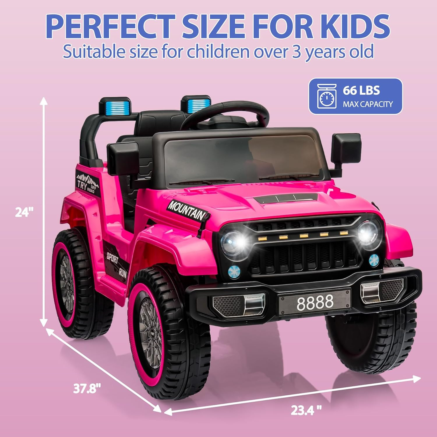 12V Kids Ride on Truck Car, W/Parent Remote Control, Twin 35W Motors, 3 Speeds,