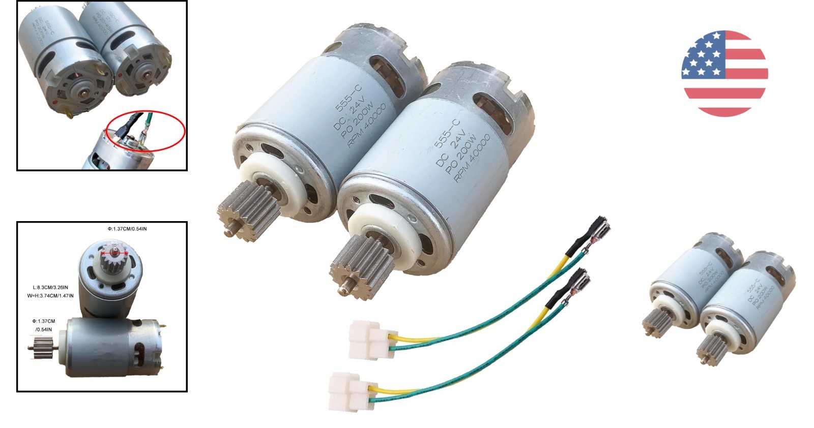 Lightweight Electric Motor for Kids’ Ride-On Toys – 200W High-Speed 15T Pinion
