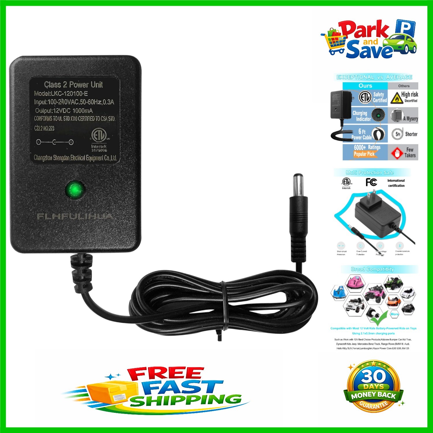 Listed 12V Charger for Kids Ride-On Toys – Safe, Fast Charging Solution