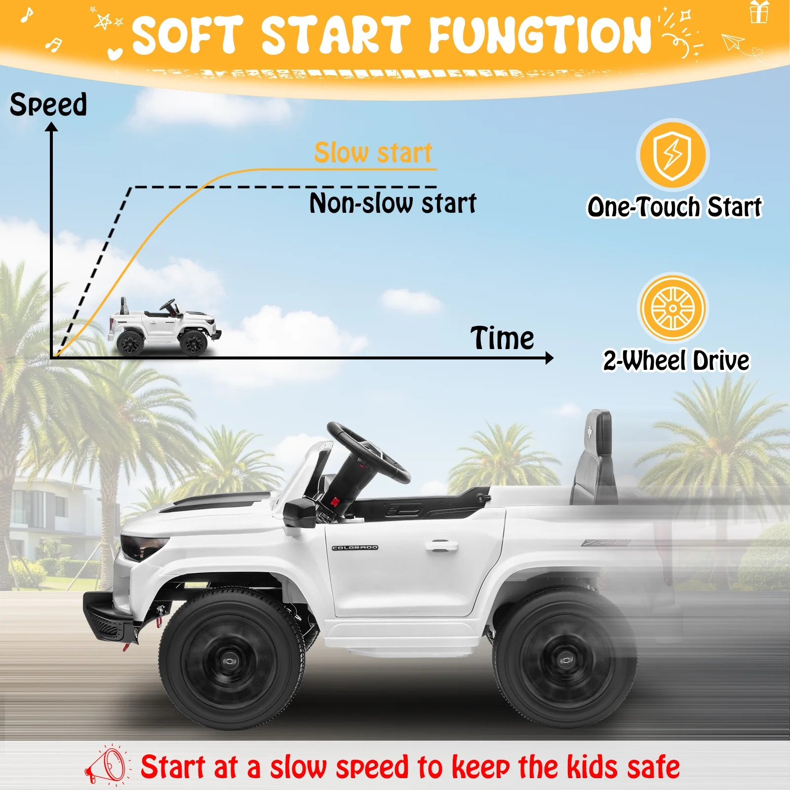 12V Licensed Chevrolet Colorado Ride-On Car for Kids with Remote