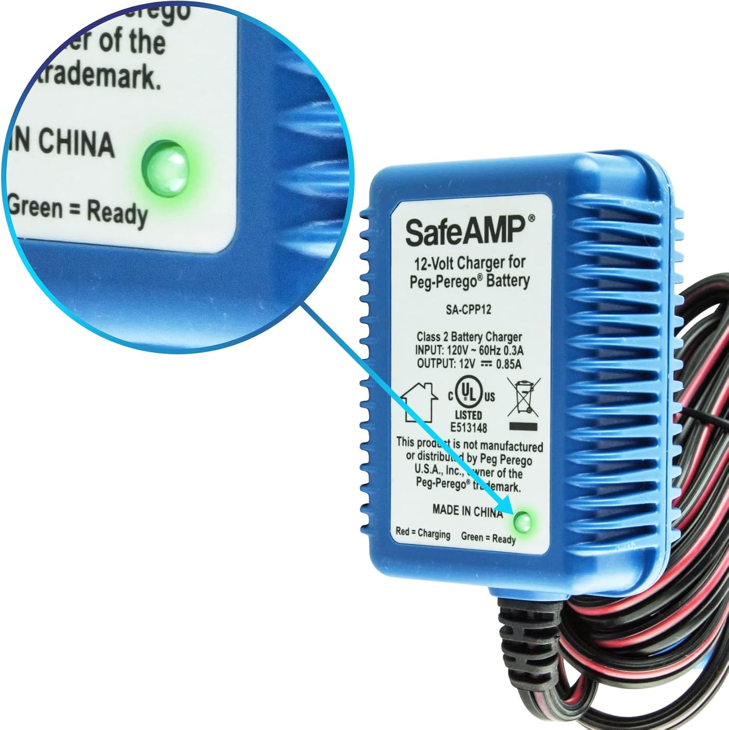 12 Volt UL Listed Battery Charger Compatible with Peg Perego® 12V Battery for Jo