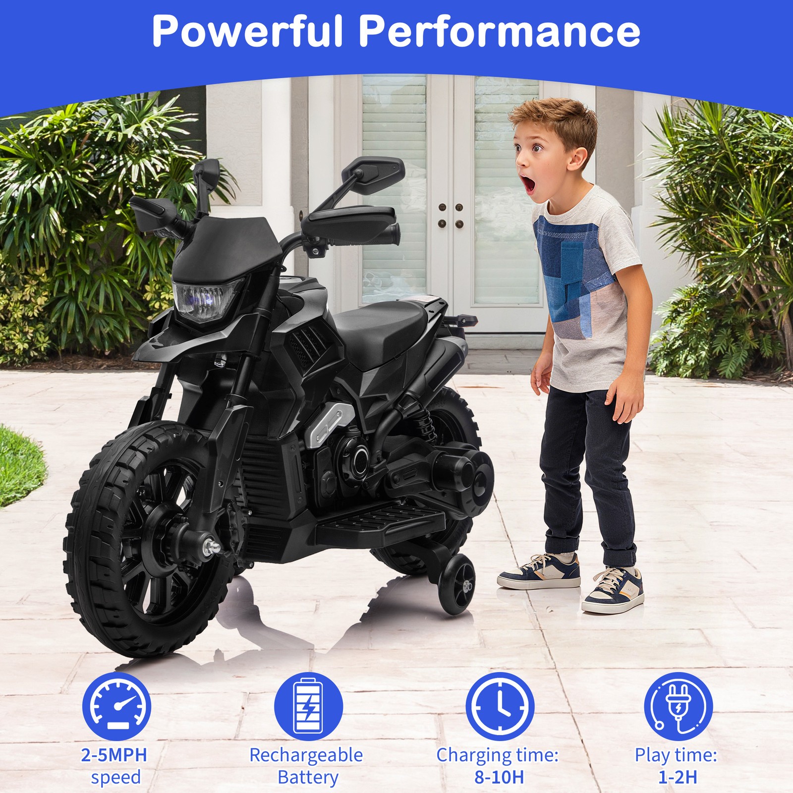 Motorcycle for Kids,Ride on Motorcycle w/ Traning Wheels,Electric Bike for Child