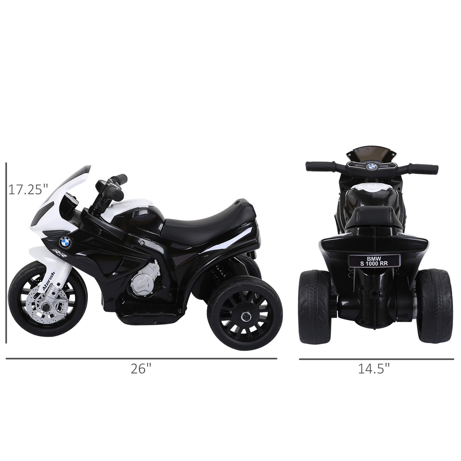 6V Kids Motorcycle Licensed BMW with Headlight, Music, Black