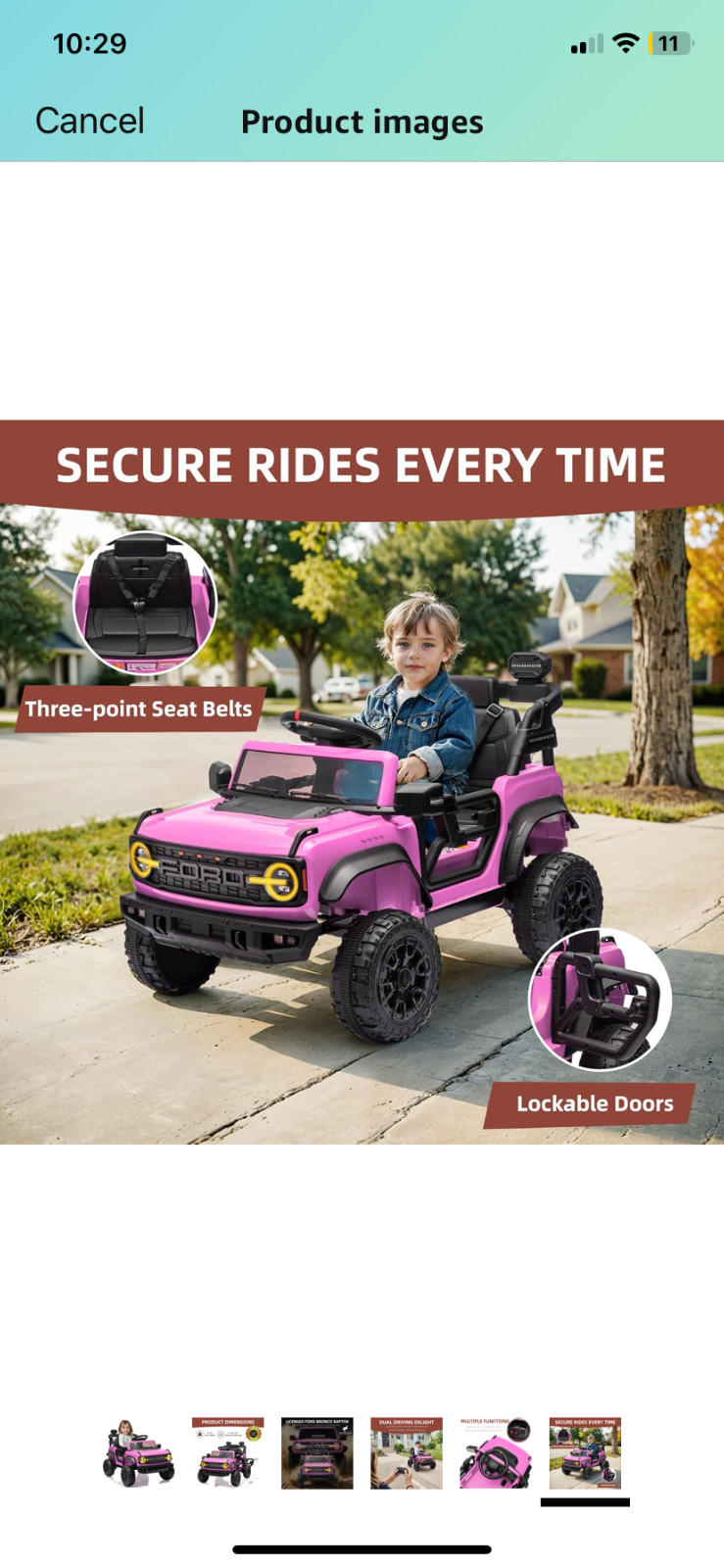 12V Ford Bronco Raptor Ride on Car for Kids, Electric Power Car Ride-On Toy for