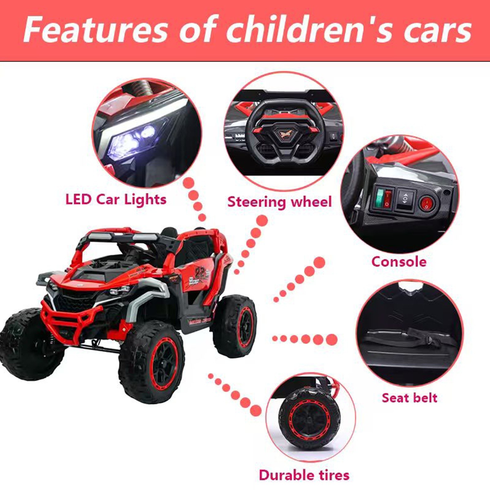 12V 2-Seater Kids Electric Ride On Truck RC Suspension Music LED Lights Age 3-6